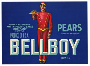 Bellboy Brand Vintage Washington Pear Crate Label
