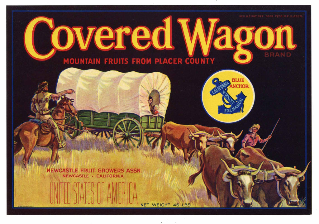 Covered Wagon Brand Vintage Newcastle California Pear Crate Label