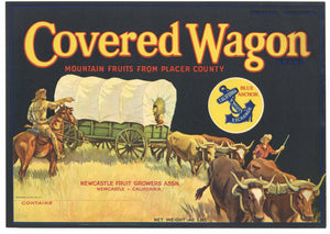 Covered Wagon Brand Vintage Newcastle California Pear Crate Label, old