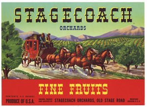 Stagecoach Brand Vintage Medford Oregon Pear Crate Label r