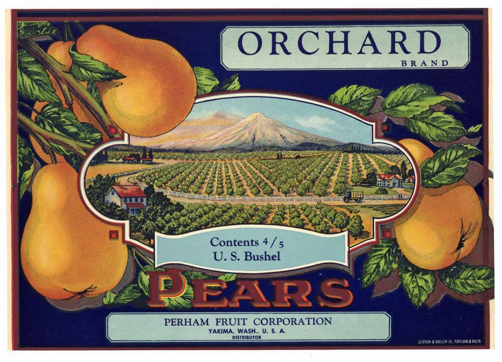 Orchard Brand Vintage Yakima Washington Pear Crate Label b