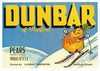 Dunbar Brand Vintage Medford Oregon Pear Crate Label, blue