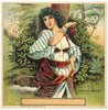 Stock  Antique Tobacco Caddy Label, Girl With Rose