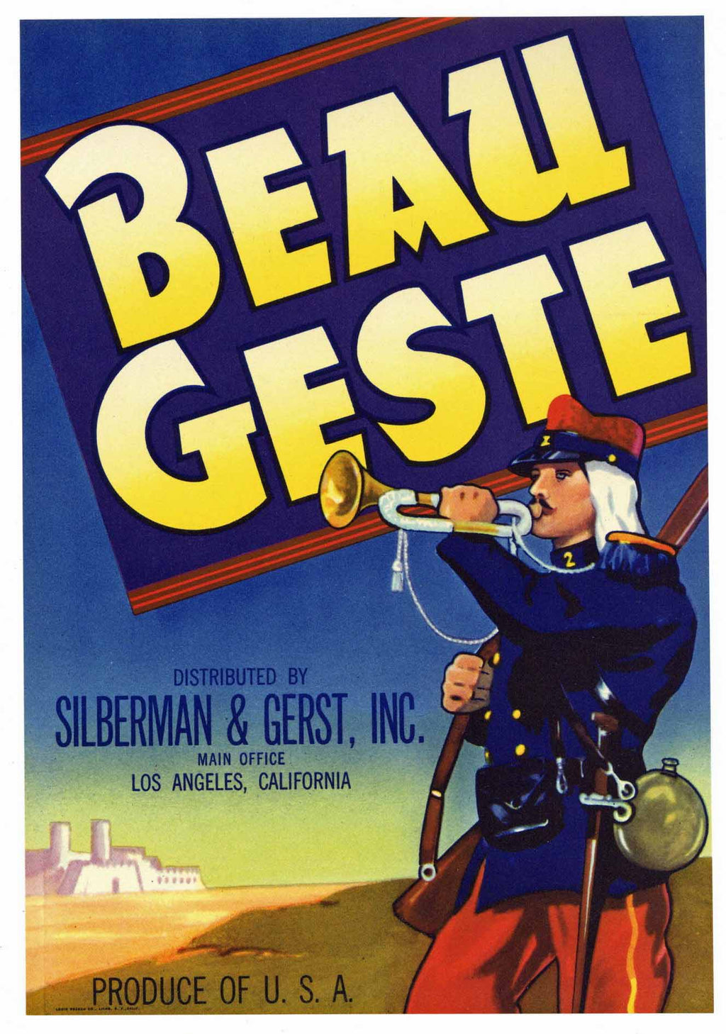 Beau Geste Brand Vintage Vegetable Crate Label