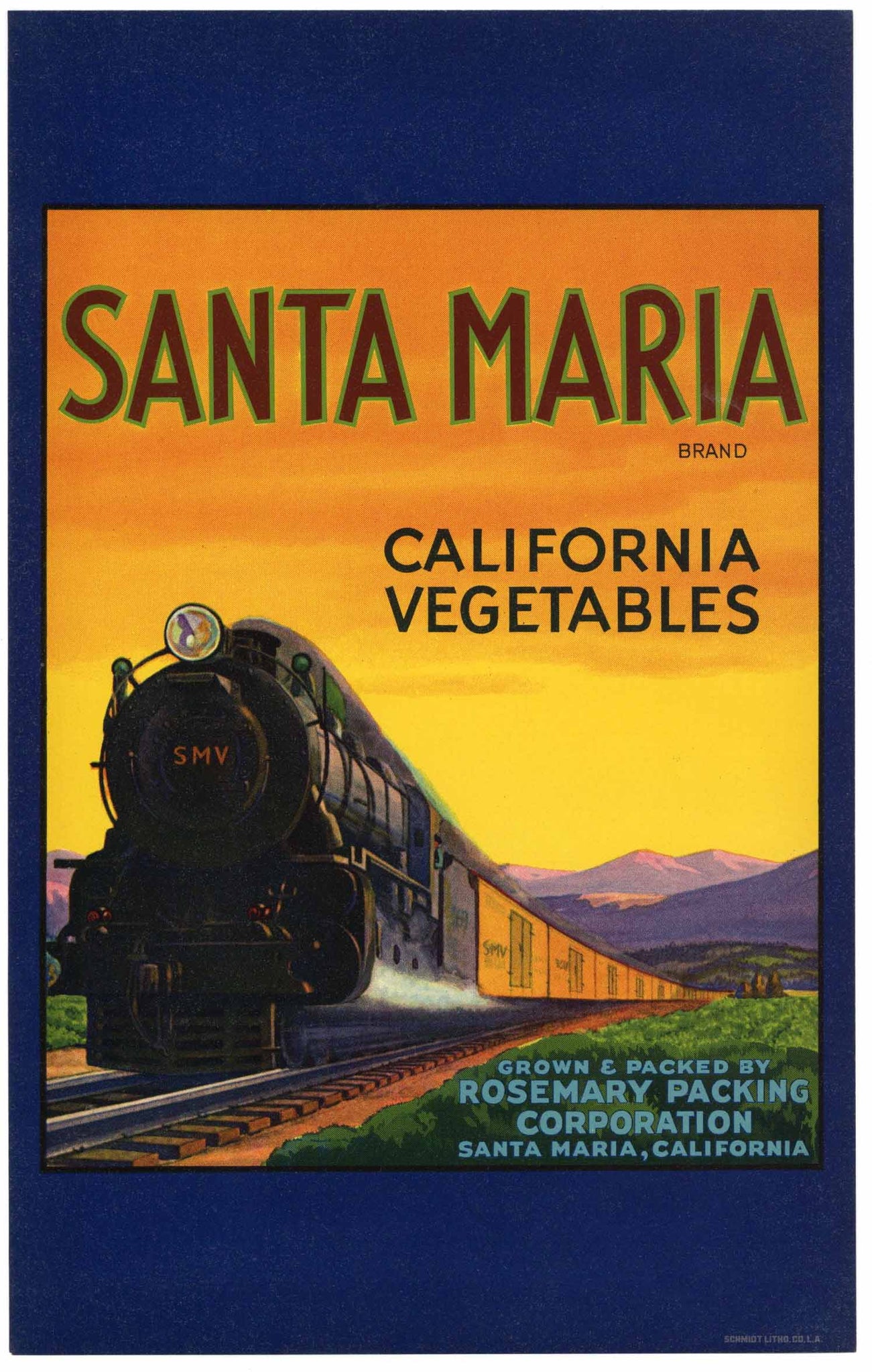 Santa Maria Brand Vintage Vegetable Crate Label, L