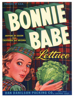 Bonnie Babe Brand Vintage Salinas Vegetable Crate Label