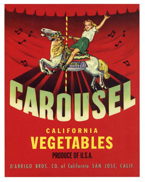 Carousel Brand Vintage San Jose Vegetable Crate Label, L