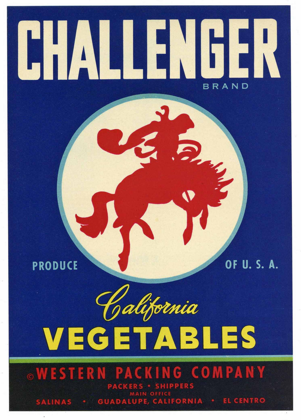 Challenger Brand Vintage Vegetable Crate Label