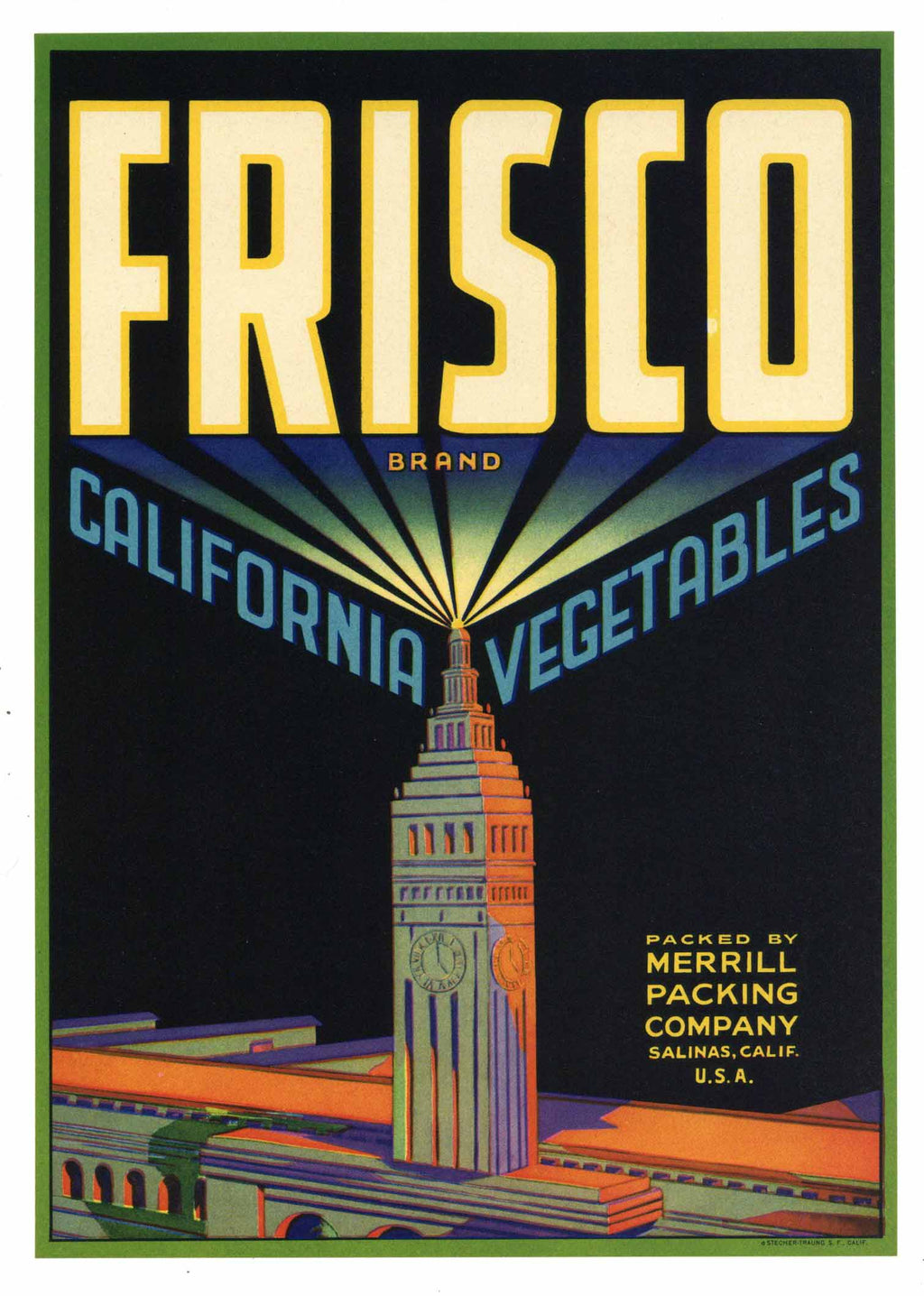 Frisco Brand Vintage Salinas Vegetable Crate Label