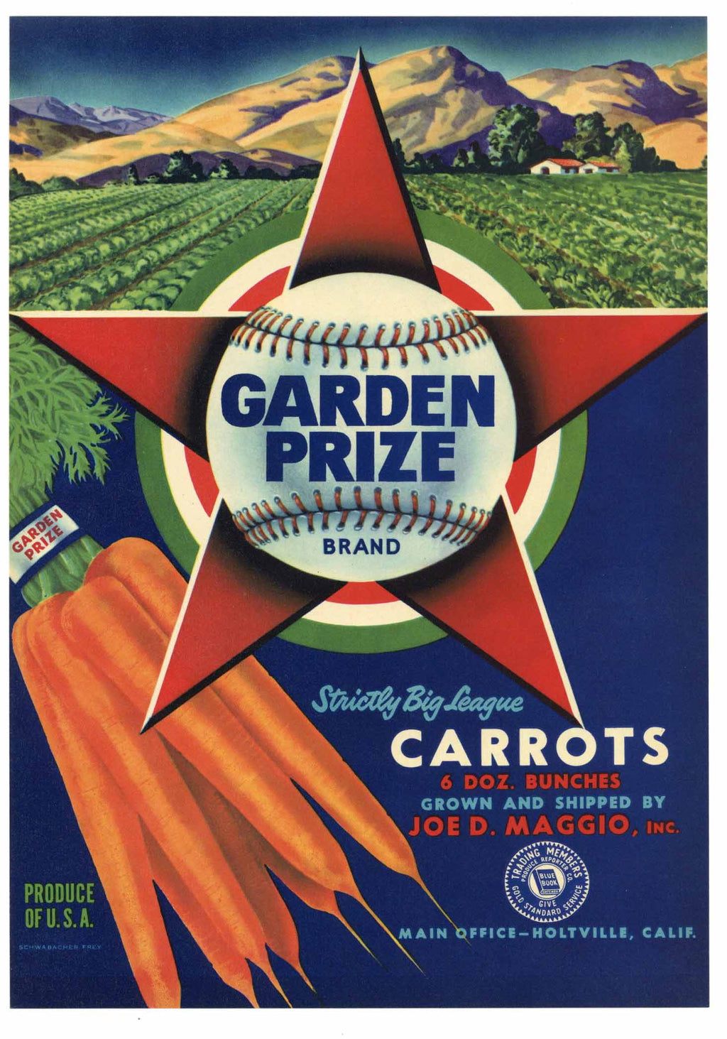 Garden Prize Brand Vintage Carrot Crate Label
