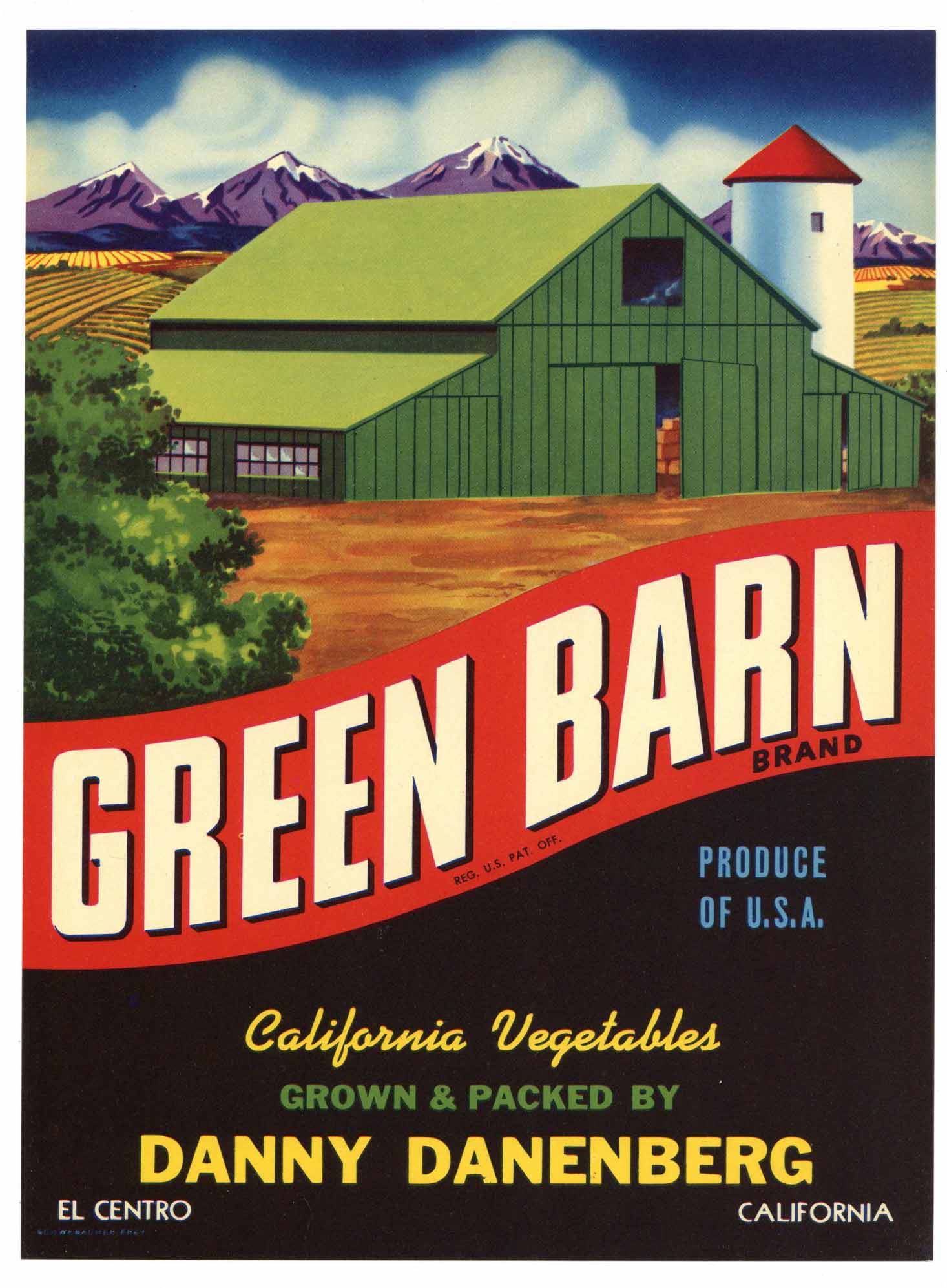 Green Barn Brand Vintage Imperial Valley Vegetable Crate Label