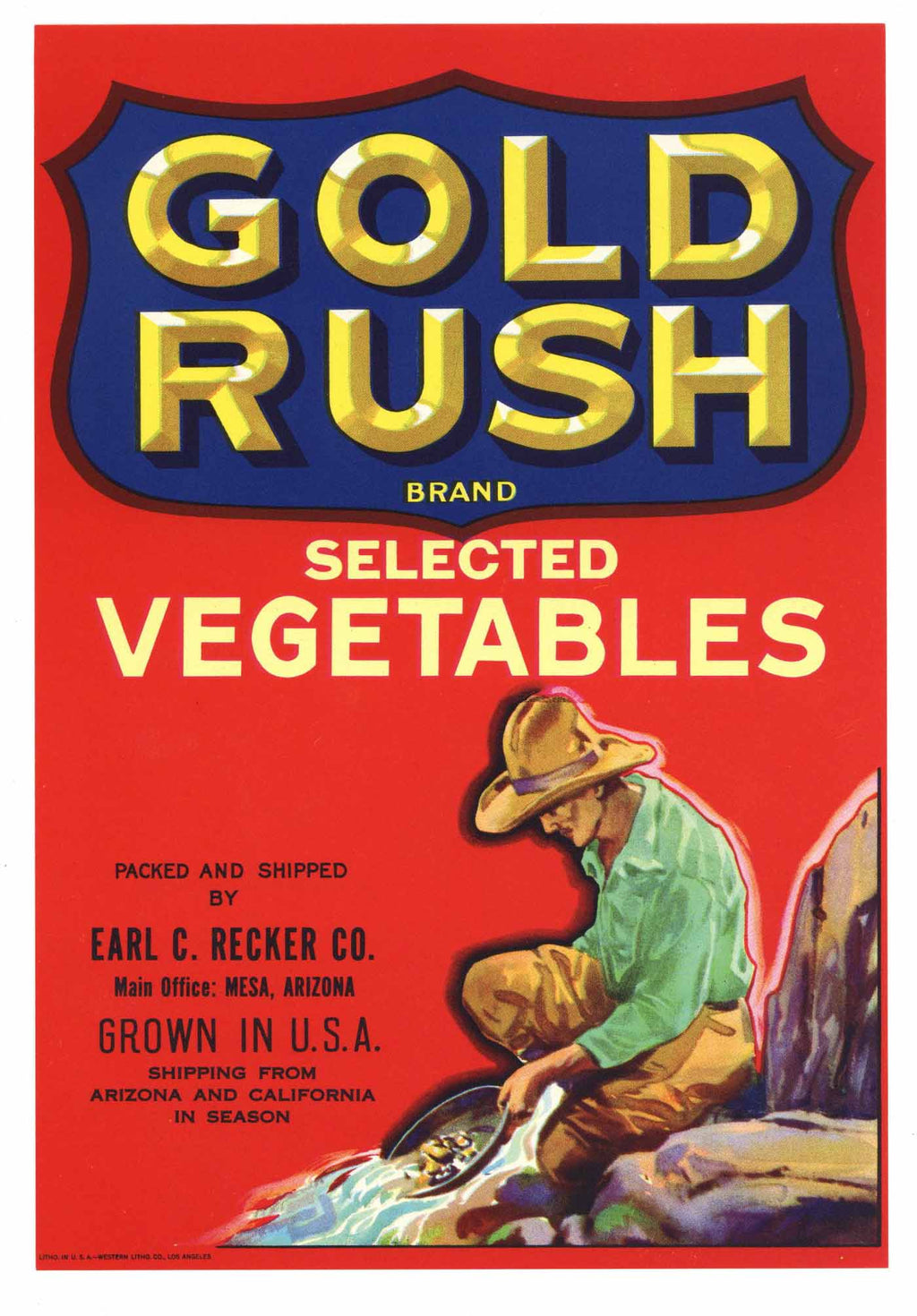 Gold Rush Brand Vintage Arizona Vegetable Crate Label
