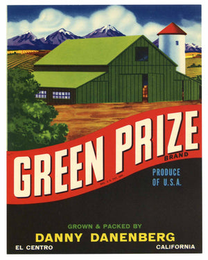 Green Prize Brand Vintage Imperial Valley Vegetable Crate Label