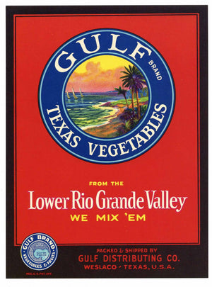 Gulf Brand Vintage Texas Vegetable Crate Label