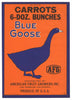 Blue Goose Brand Vintage Vegetable Crate Label