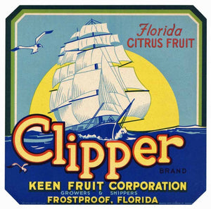 Clipper Brand Vintage Frostproof Florida Citrus Crate Label