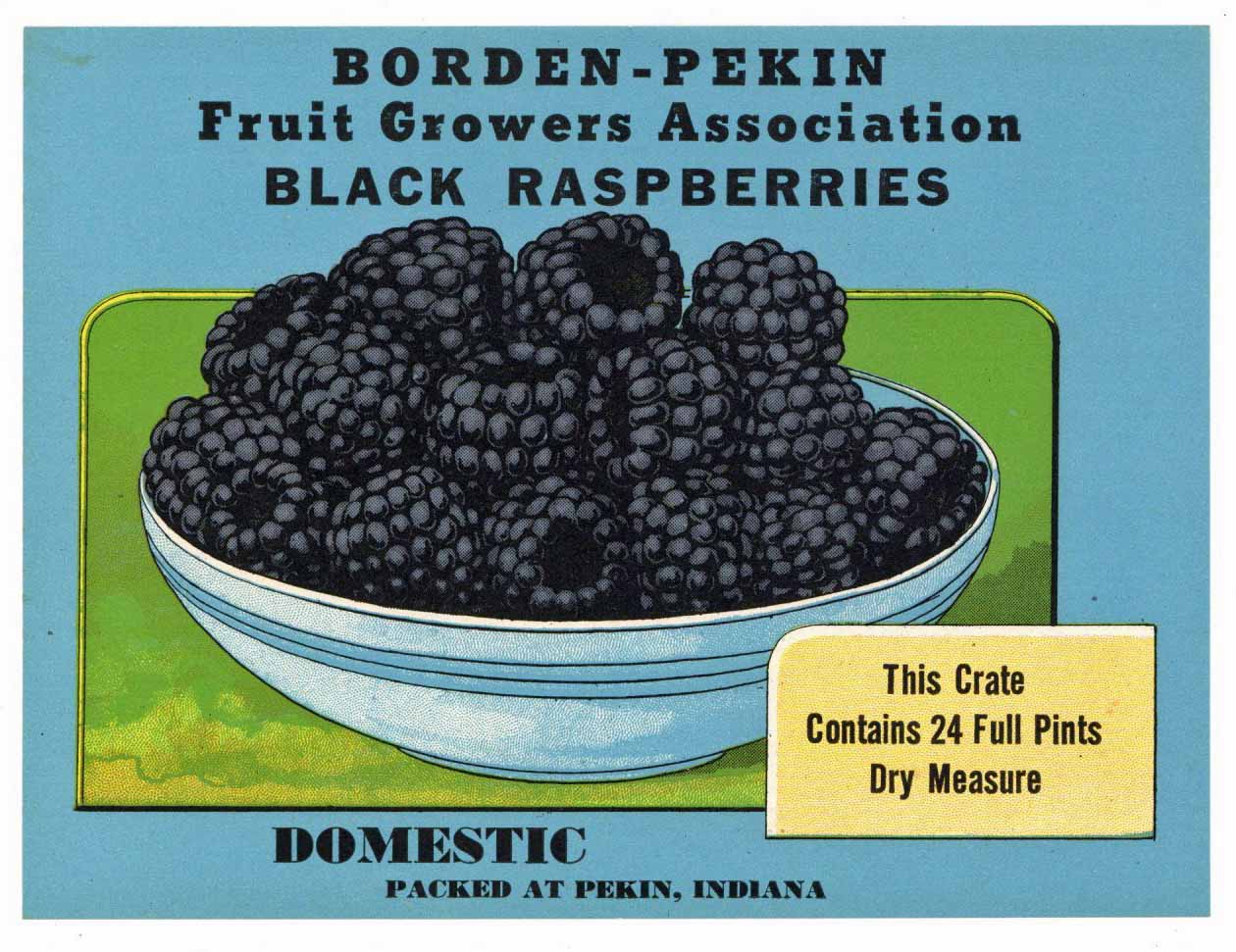 Borden-Pekin Brand Vintage Indiana Black Raspberry Crate Label