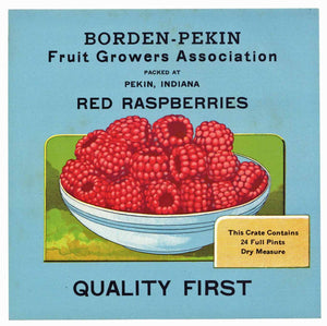 Borden-Pekin Brand Vintage Indiana Red Raspberry Crate Label