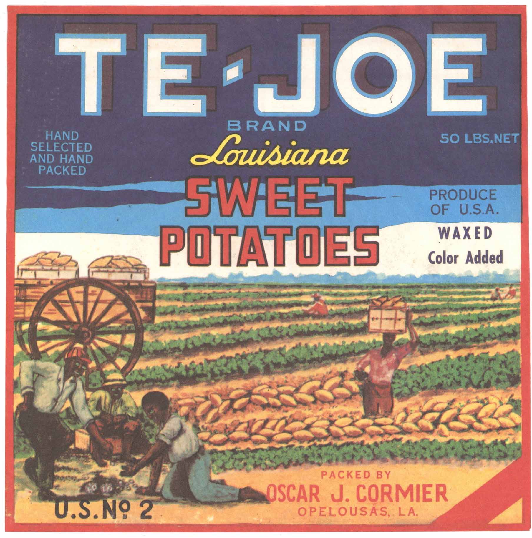 Te - Joe Brand Vintage Opelousas Louisiana Yam Crate Label