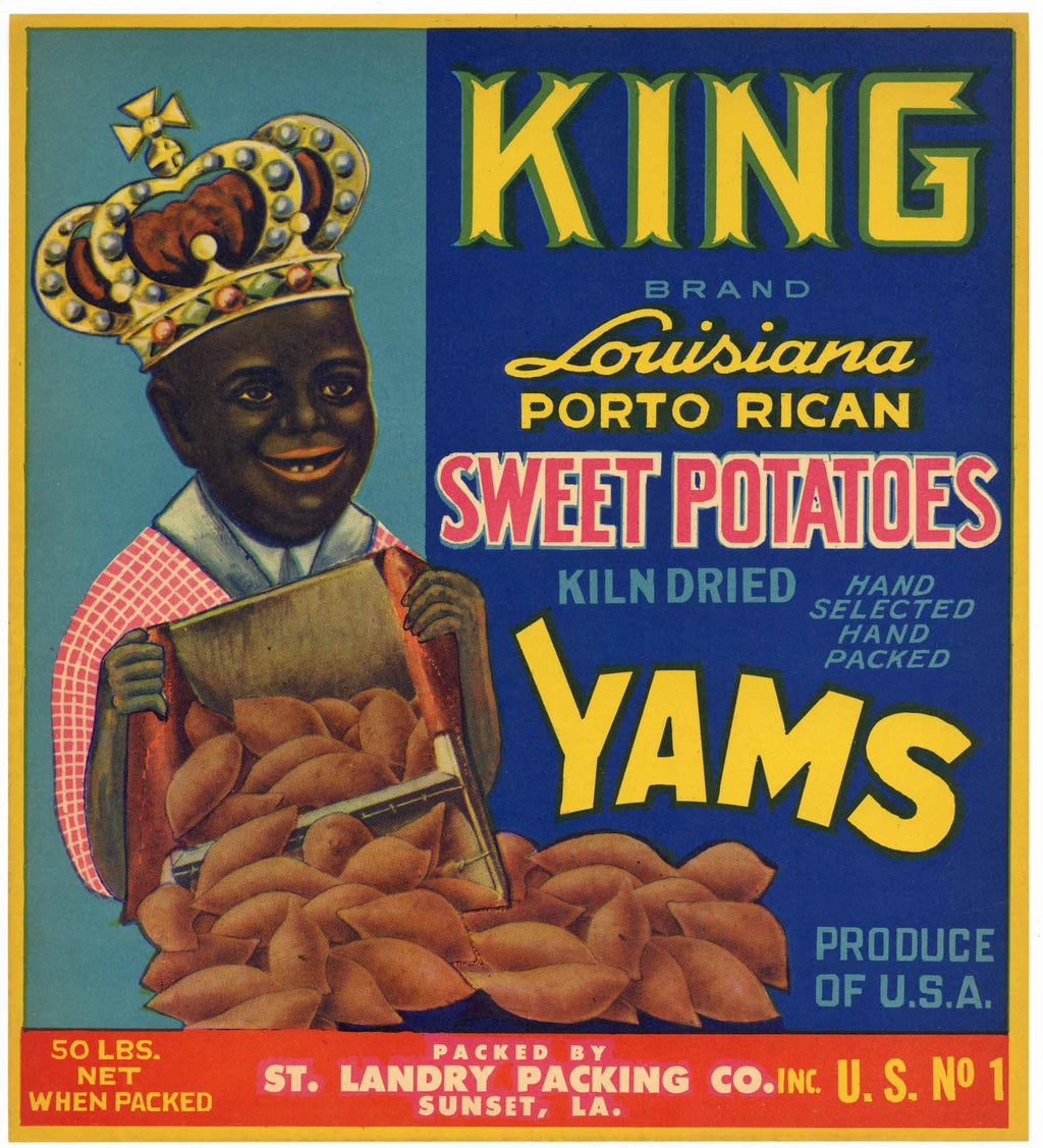 King Brand Vintage Sunset Louisiana Yam Crate Label, Kiln Dried