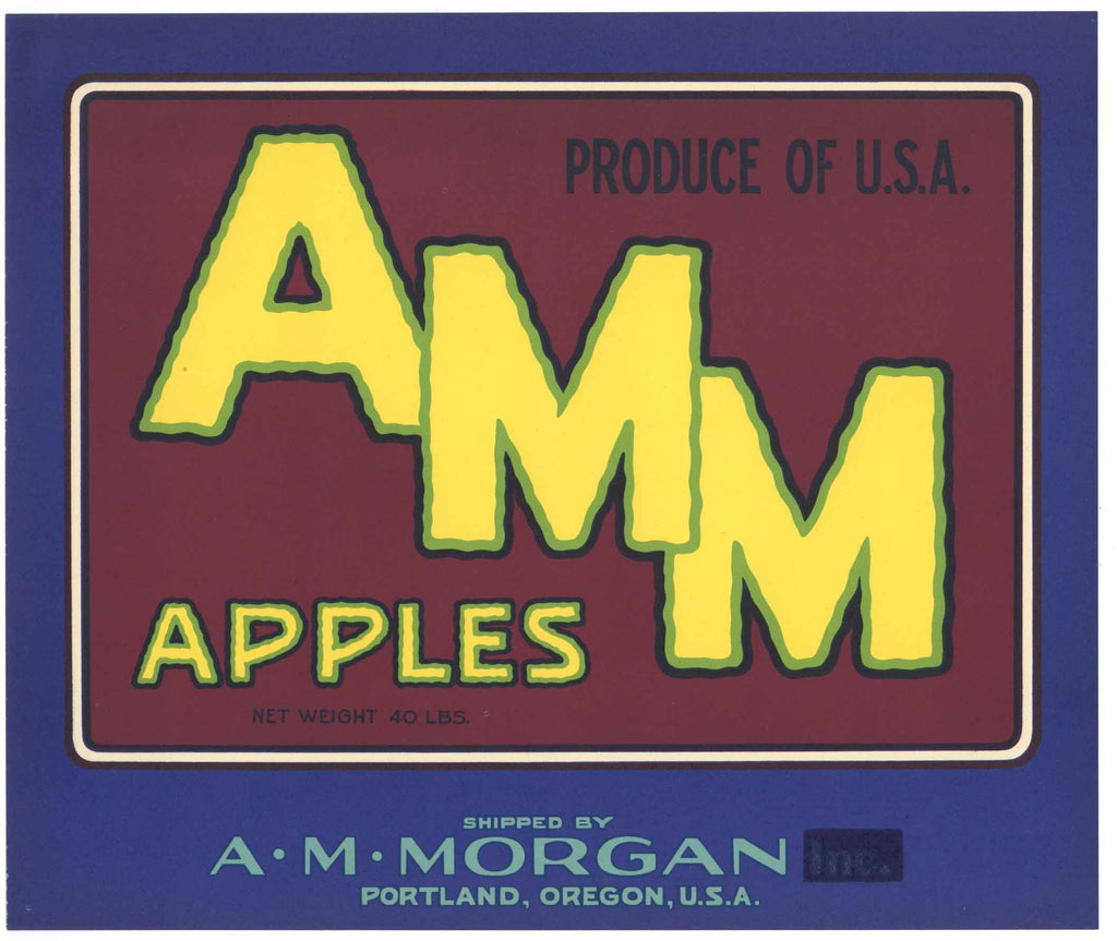 AMM Brand Vintage Portland Oregon Apple Crate Label