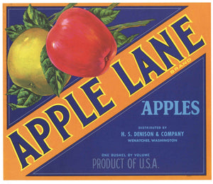 Apple Lane Brand Vintage Washington Apple Crate Label