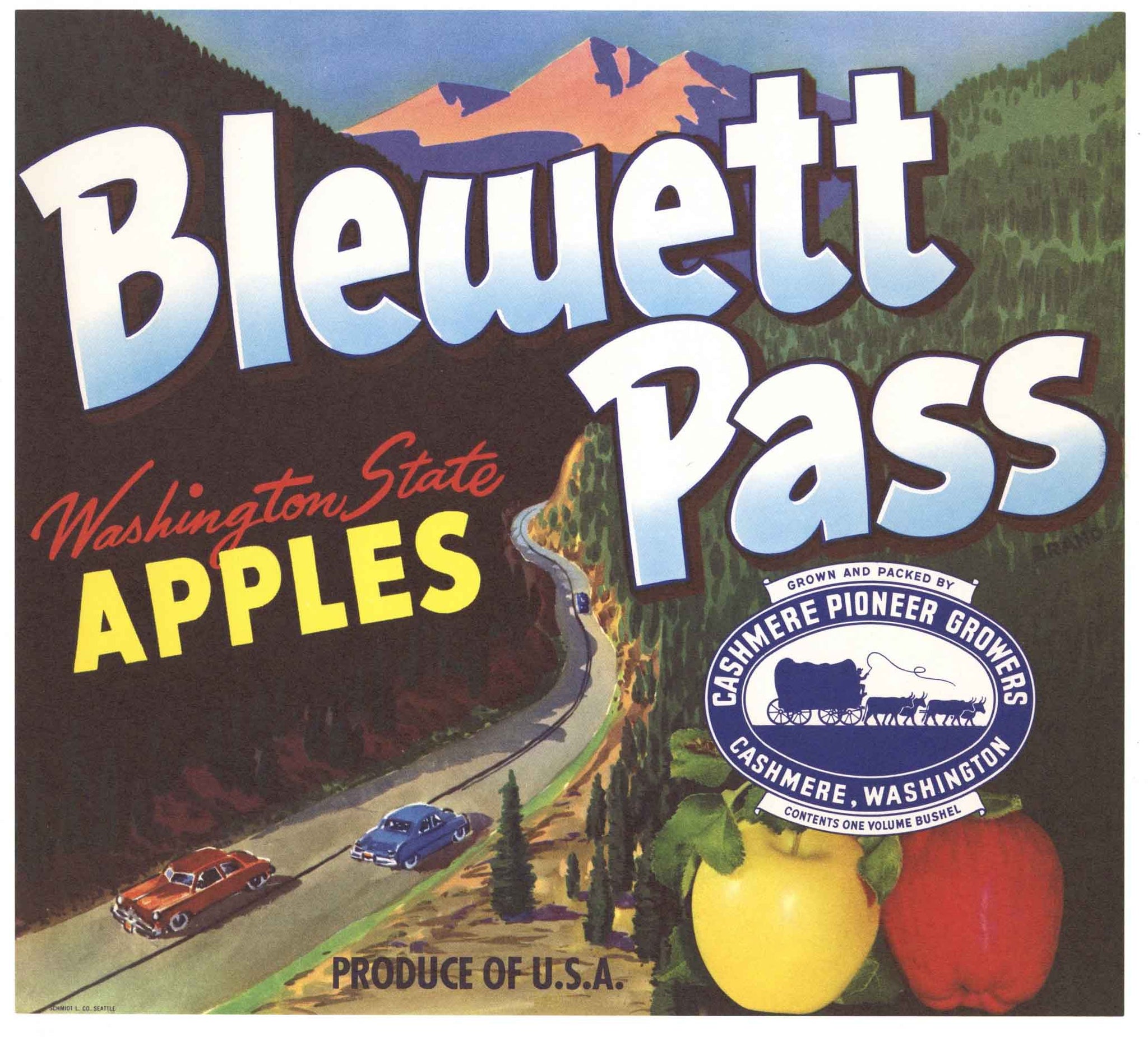 Blewett Pass Brand Vintage Cashmere Washington Apple Crate Label