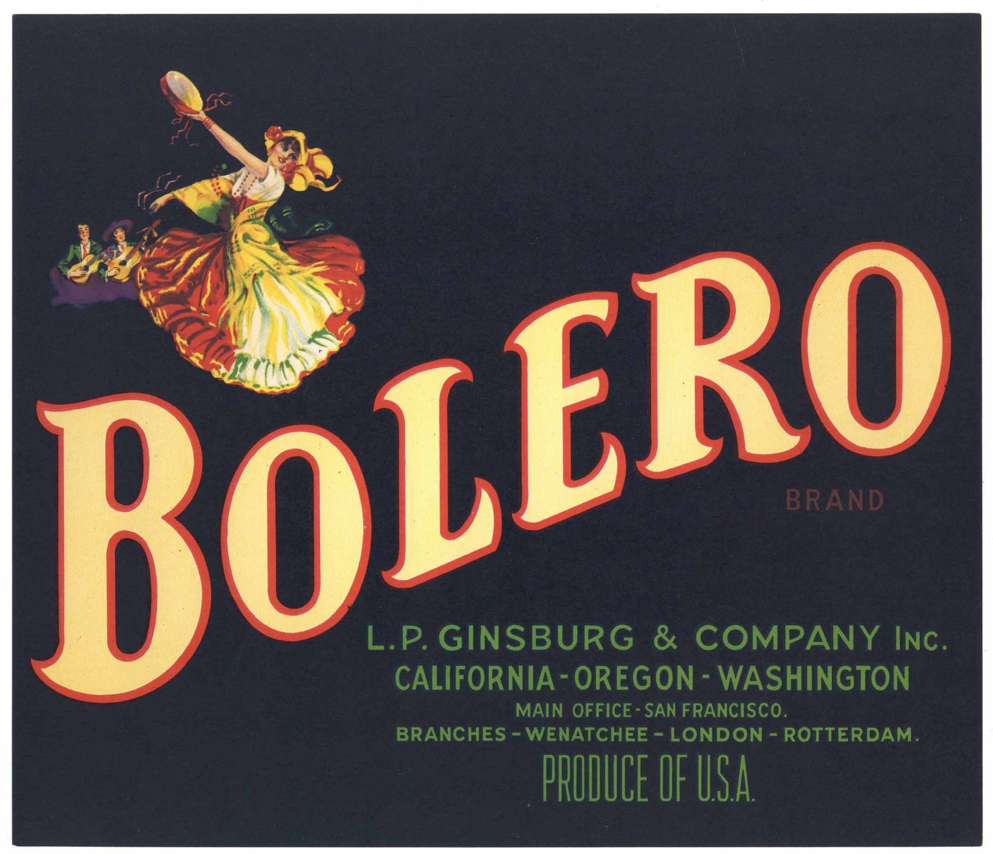 Bolero Brand Vintage Apple Crate Label