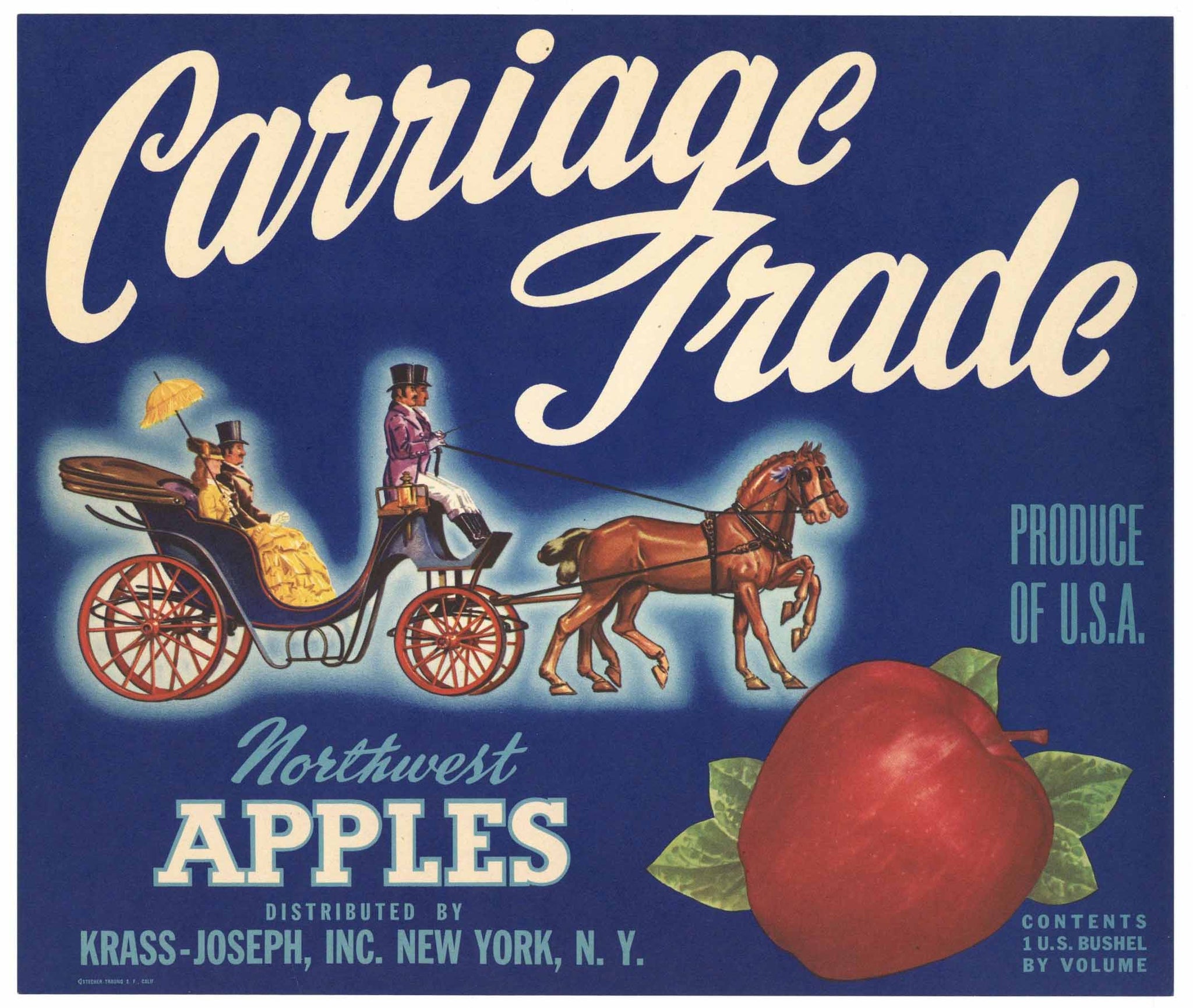 Carriage Trade Brand Vintage Northwest Apple Crate Label