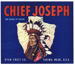 Chief Joseph Brand Vintage Yakima Washington Apple Crate Label