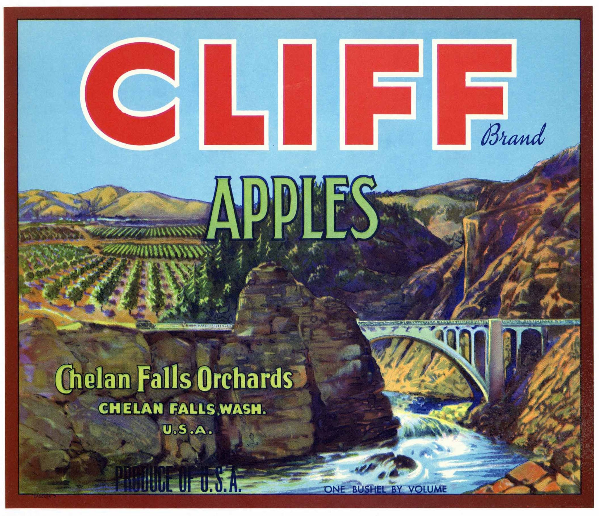 Cliff Brand Vintage Chelan Falls Washington Apple Crate Label