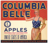 Columbia Brand Vintage Wenatchee Washington Apple Crate Label, red