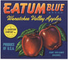 Eatum Blue Brand Vintage Washington Apple Crate Label