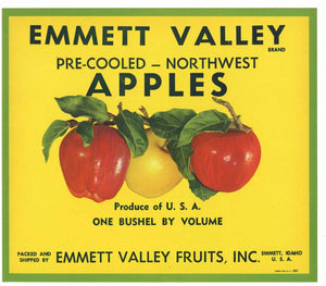 Emmett Valley Brand Vintage Idaho Apple Crate Label