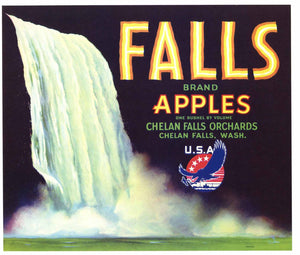 Falls Brand Vintage Chelan Washington Apple Crate Label wf