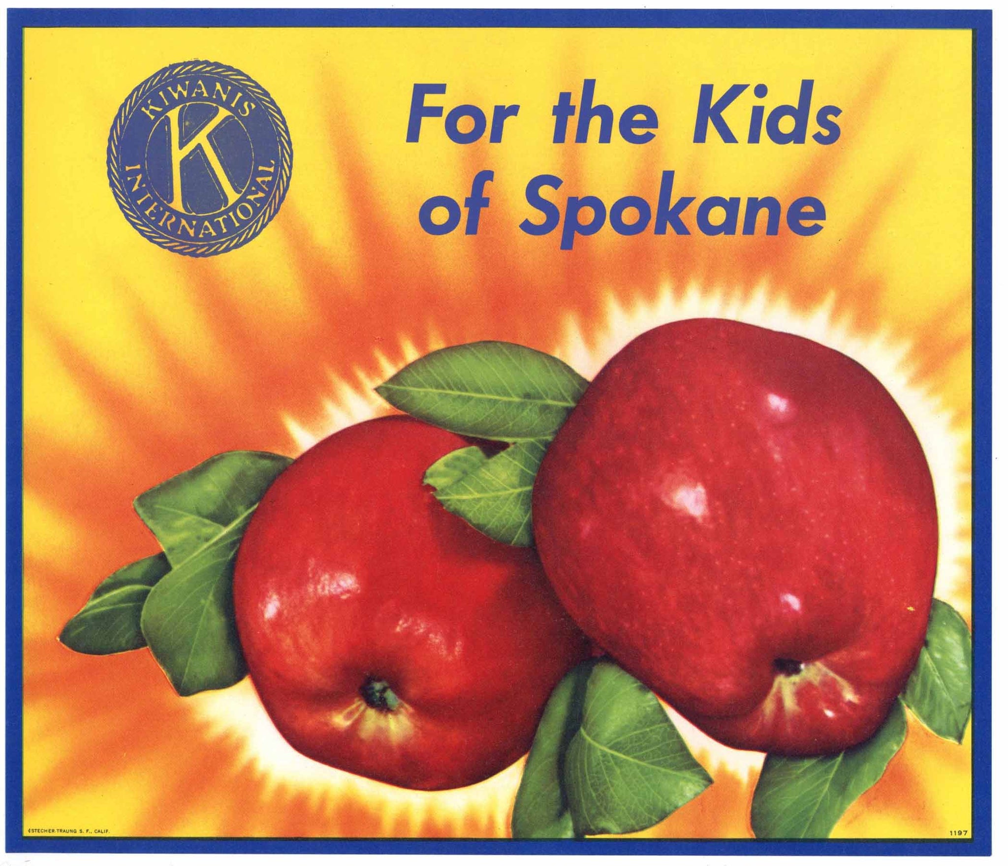 For The Kids Of Spokane Brand Vintage Washington Apple Crate Label