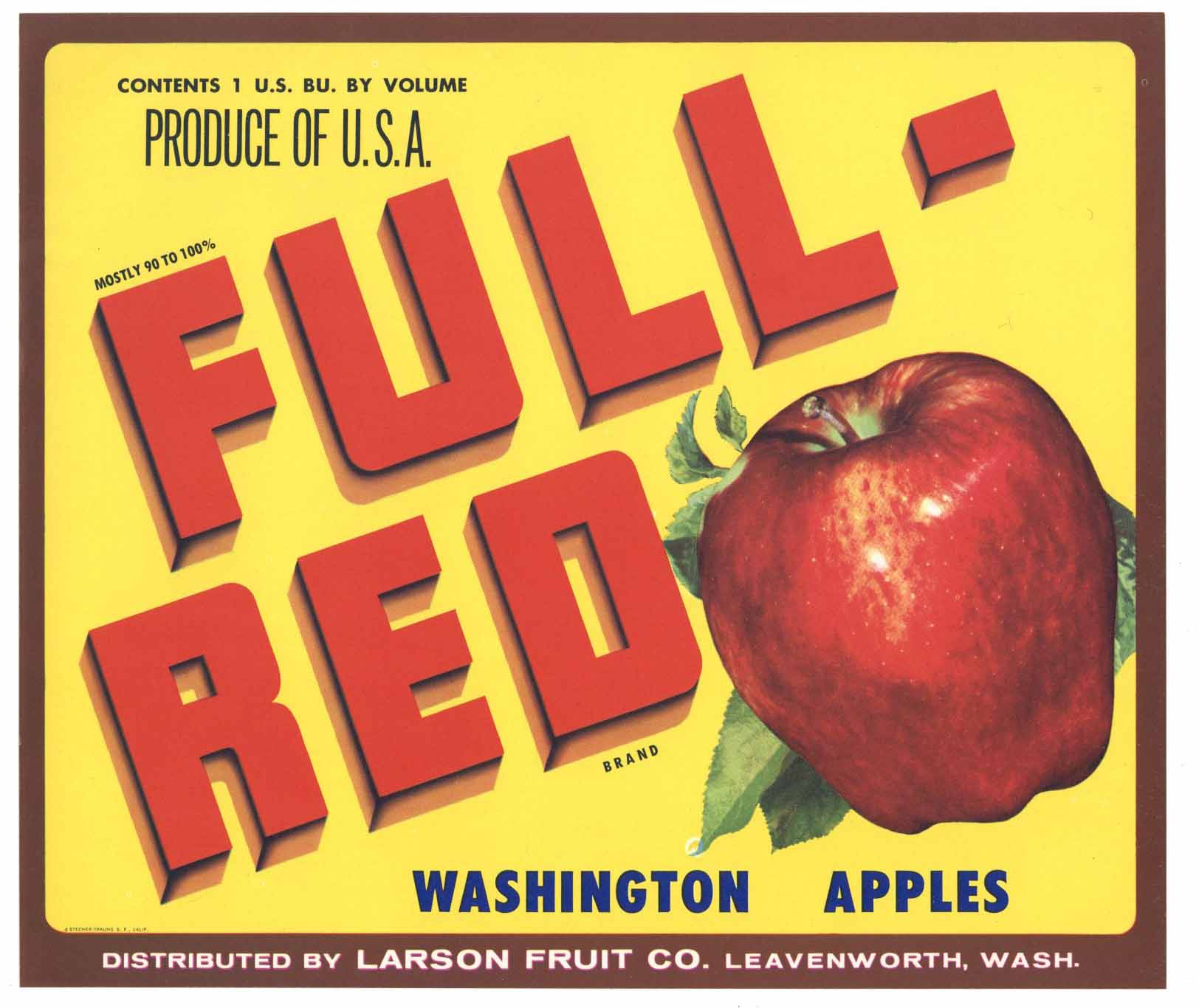 Full Red Brand Vintage Leavenworth Washington Apple Crate Label
