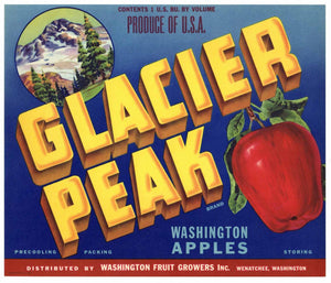 Glacier Peak Brand Vintage Wentachee Washington Apple Crate Label