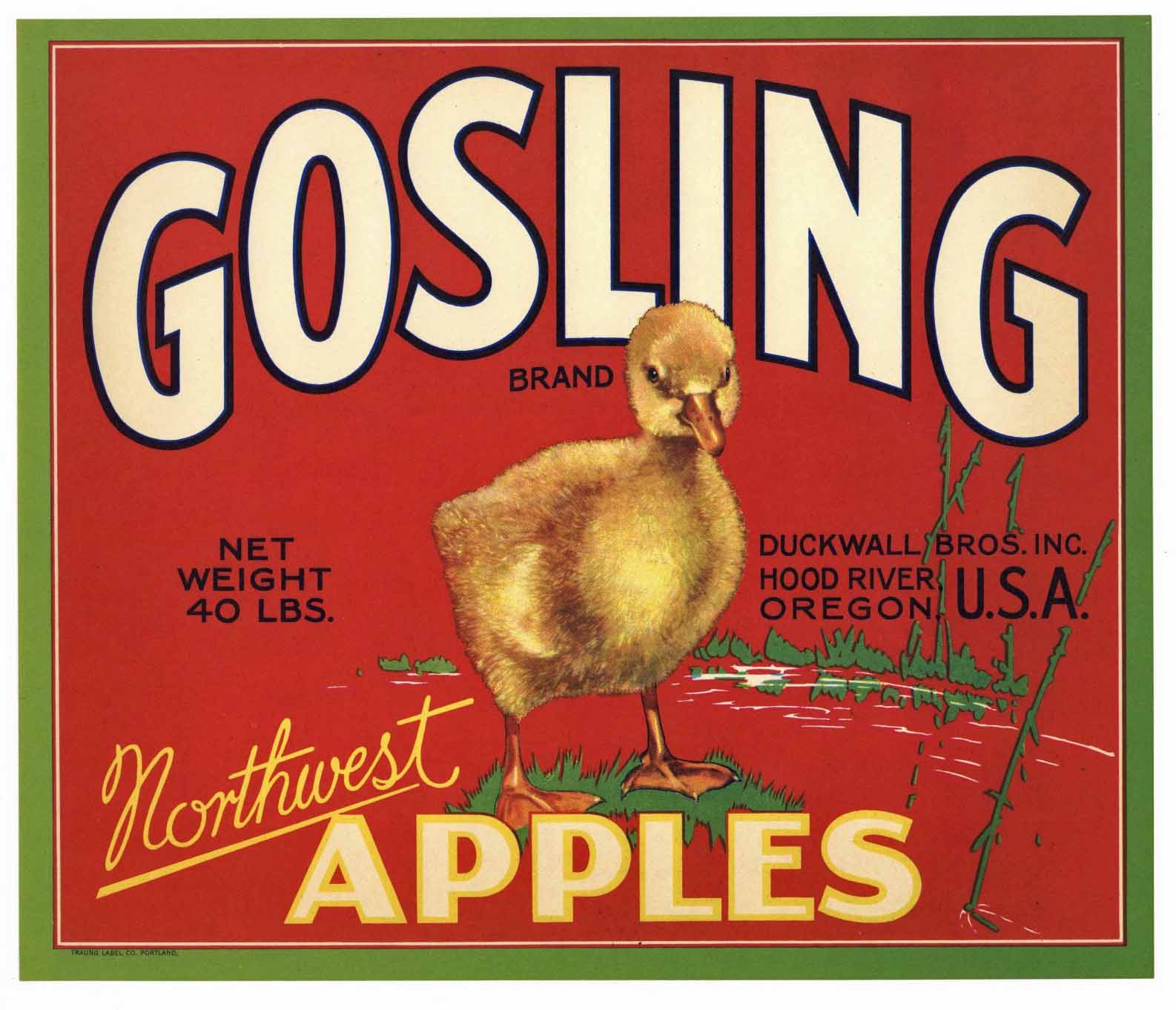 Gosling Brand Vintage Hood River Oregon Apple Crate Label, r