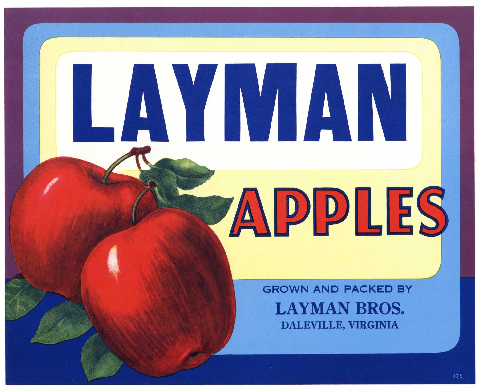 Layman Brand Vintage Daleville Virginia Apple Crate Label