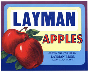 Layman Brand Vintage Daleville Virginia Apple Crate Label