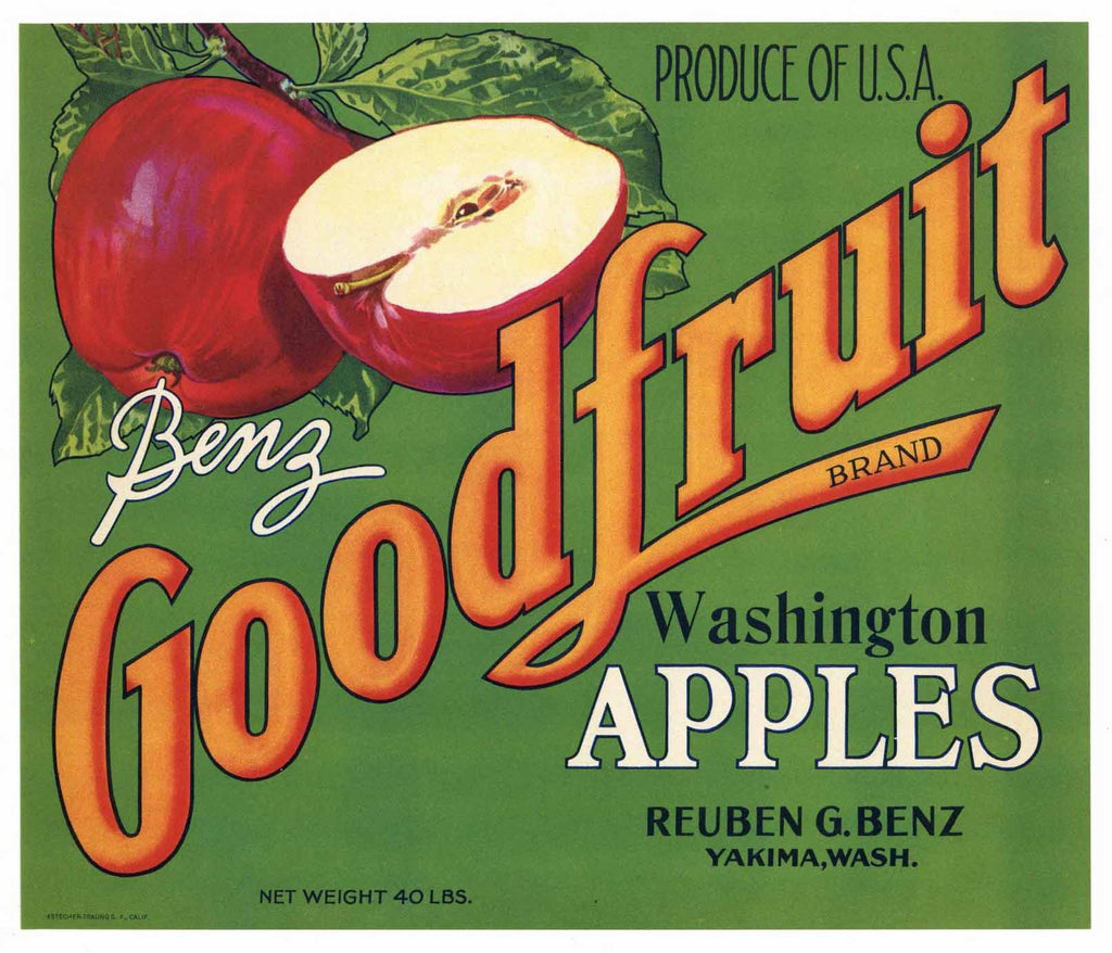 Good Fruit Brand Vintage Yakima Washington Apple Crate Label