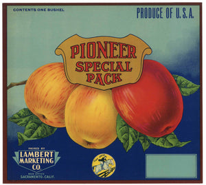 Pioneer Special Pack Brand Vintage Apple Crate Label