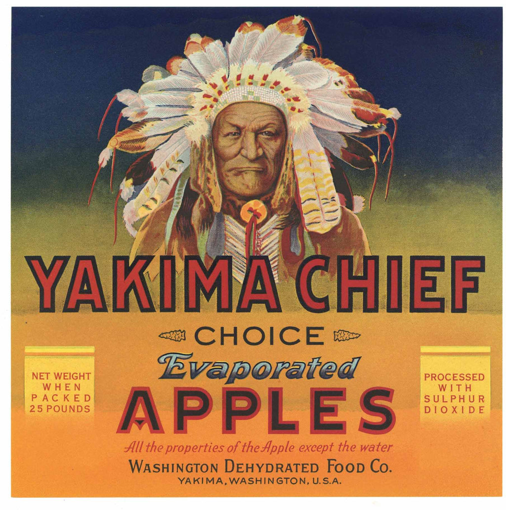 Yakima Chief Brand Vintage Washington Apple Crate Label, s