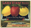 LAKE VIEW Brand Vintage Watsonville Apple Crate Label, Franich