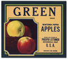 Green Brand Vintage Watsonville Apple Crate Label