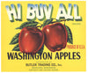 Hi Buv All Brand Vintage Wenatchee Washington Apple Crate Label, y