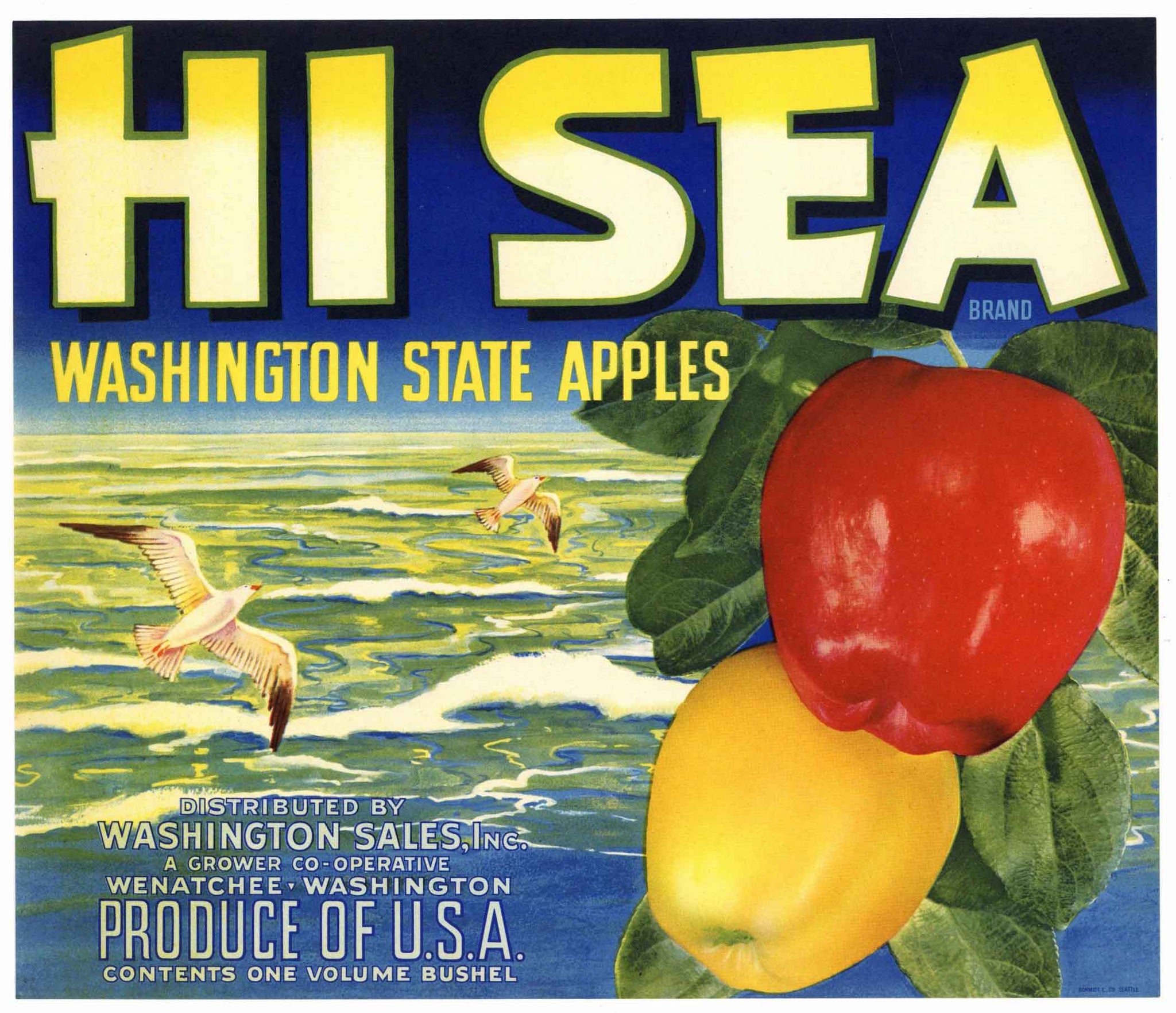 Hi Sea Brand Vintage Wenatchee Washington Apple Crate Label