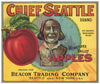 Chief Seattle Brand Vintage Wenatchee Valley Apple Crate Label