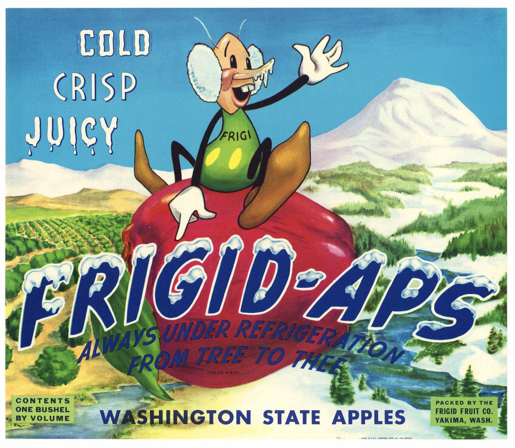 Frigid Aps Brand Vintage Yakima Washington Apple Crate Label